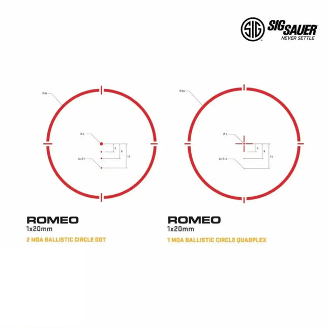 SIG Sauer ROMEO8T Red Dot Sight 2 MOA Ballistic Circle Dot Black Reticle SOR81002 Red Dot Sight SIG Sauer 